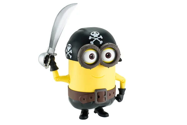 Pirate minion with sword and hat with skull and crossbones. — Stock Photo, Image