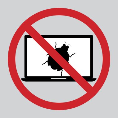 Düz tasarım simgesini kısıtlamak malware hata bilgisayar laptop.