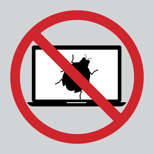 Flat design icon of restrict malware bug computer on laptop. — Stock Vector