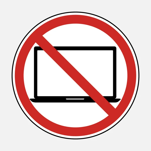 Limitare segno nessun uso computer portatile. Vietare l'accesso alla privacy . — Vettoriale Stock