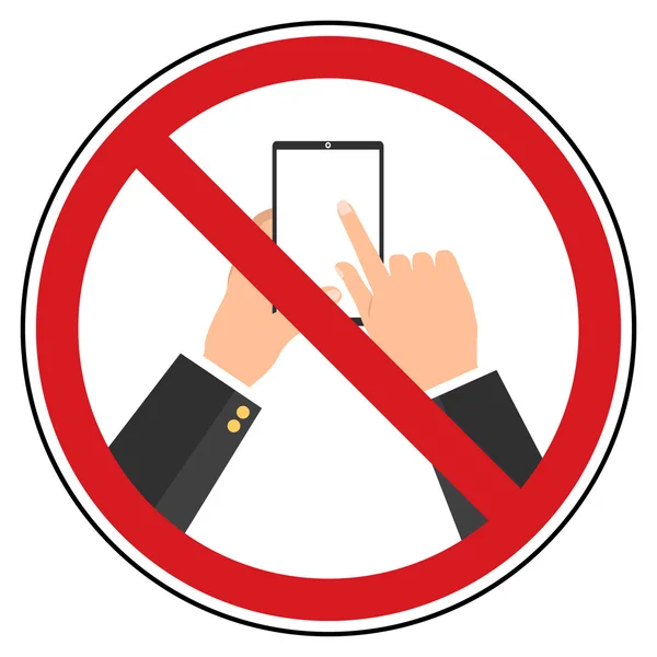 Ken van de plat ontwerp niet gebruik mobiele telefoon beperken ondertekenen. — Stockvector