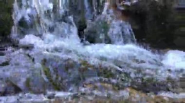 Vahşi Dağ Nehri, Berrak Nehir 'i kapatın. Taştan kayaların aktığı Gevezelik Deresi 'nin detaylı görüntüsü. Swift Sulama Suyu 'nda Rock Rapid. Ukrayna, Karpatya