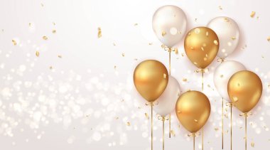 Zarif altın balon Kutlama kartı afişi şablonu