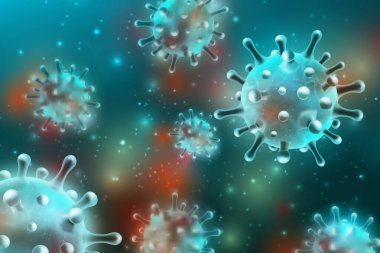 Coronavirus COVID-19 küresel salgın hastalık arka plan görüntüsü 3D virüs