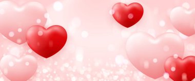 Sevimli pembe aşk kalp shpae balonu parlayan bokeh arka planı