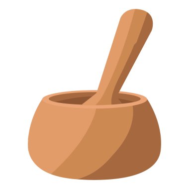 İzole edilmiş spa terapisi nesne illüstrasyon ahşap havan