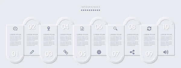 Vector Elegante Estilo Refinado Simples Infográfico Modelo Etiquetas Numéricas Ícones — Vetor de Stock