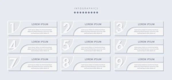 Vector Elegante Estilo Refinado Simples Infográfico Modelo Etiquetas Numéricas Ícones — Vetor de Stock