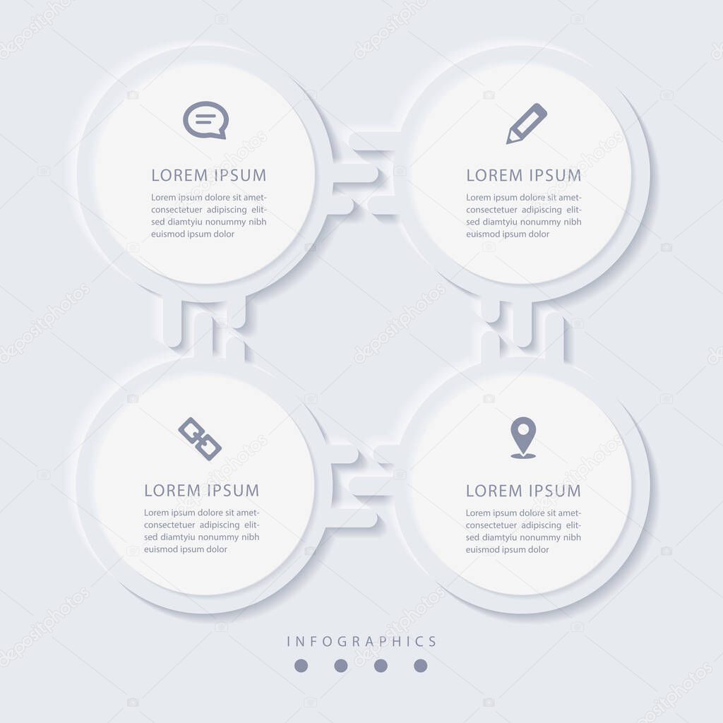 Vector elegant simple refined style infographic design UI template labels and icons. Ideal for business concept presentation banner workflow layout and process diagram.