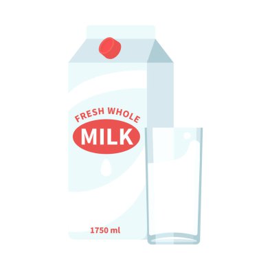 Çizgi film çizimi izole edilmiş nesne taze süt şişesi ve cam bardak.