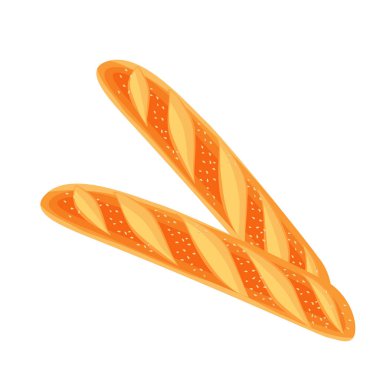 Çizgi film vektör illüstrasyonu izole nesne lezzetli un unlu ekmek susamlı fırın ekmeği