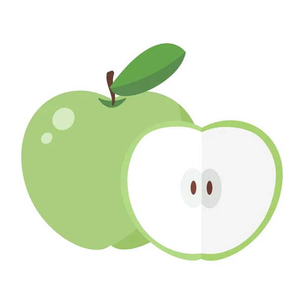 Illustration Vectorielle Dessin Animé Objet Isolé Fruit Frais Pomme Verte — Image vectorielle