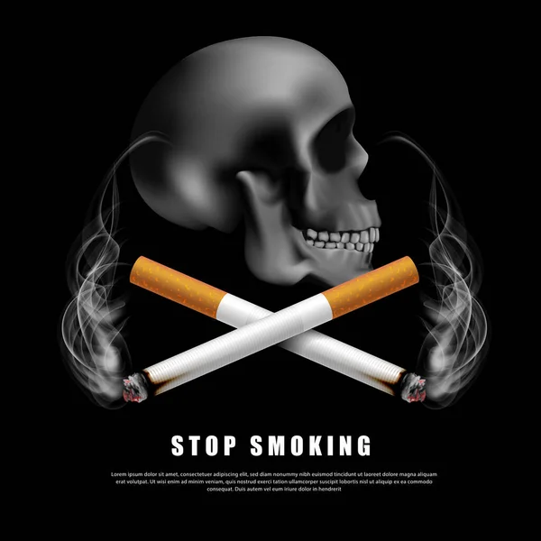 Dejar Fumar Ilustración Campaña Ningún Cigarrillo Para Salud Dos Cigarrillos — Vector de stock