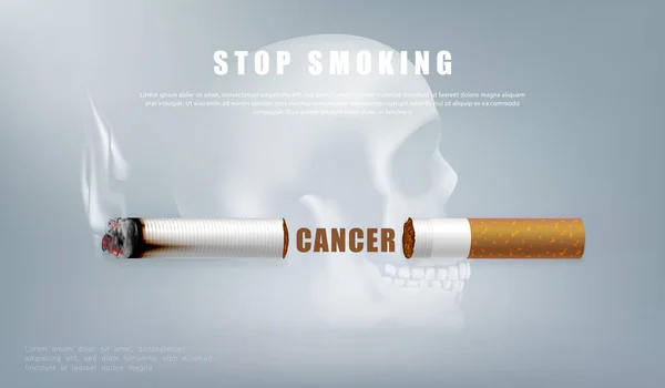 Smettere Fumare Illustrazione Campagna Senza Sigaretta Salute Tagliata Sigaretta Spaventoso — Vettoriale Stock