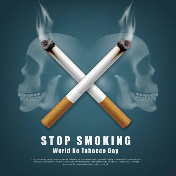 戒烟运动说明健康禁烟两根香烟交错在一起 令人毛骨悚然 — 图库矢量图片