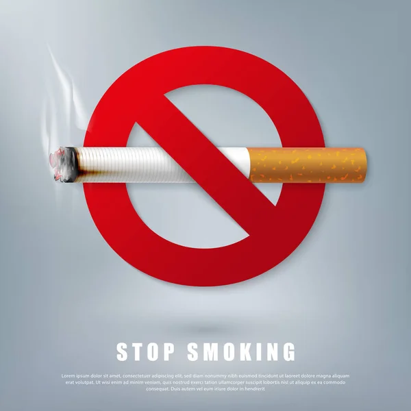 Зупинити Куріння Кампанії Ілюстрації Немає Сигарети Здоров Сигарети Червоний Заборонений — стоковий вектор
