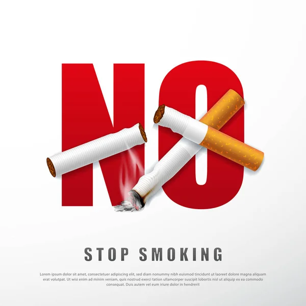 Smettere Fumare Illustrazione Campagna Nessuna Sigaretta Salute Rotto Sigarette Ceneri — Vettoriale Stock