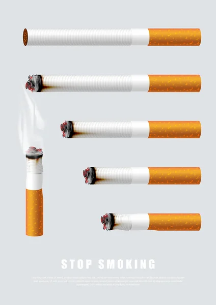 Kampanya Illüstrasyonunu Durdurun Sağlıklı Sigaralar Için Farklı Uzunlukta Sigara Yasak — Stok Vektör
