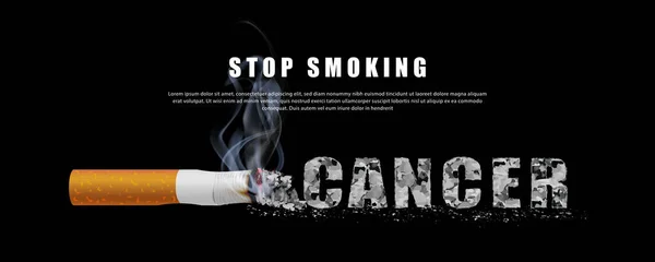 Cessez Fumer Illustration Campagne Pas Cigarette Pour Santé Cancer Lettres — Image vectorielle