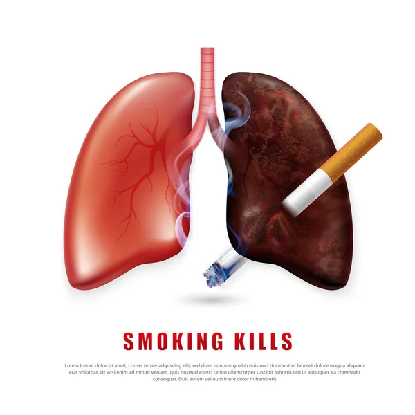 Cesser Fumer Illustration Campagne Pas Cigarette Pour Santé Cigarette Perforation — Image vectorielle