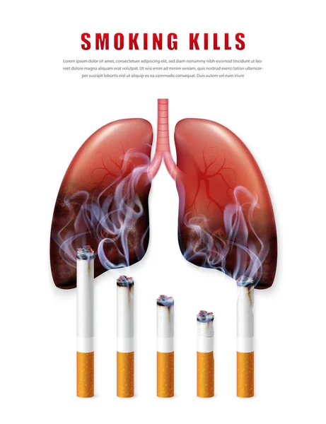 Deje Fumar Ilustración Campaña Fumar Cigarrillos Para Salud Los Pulmones — Vector de stock