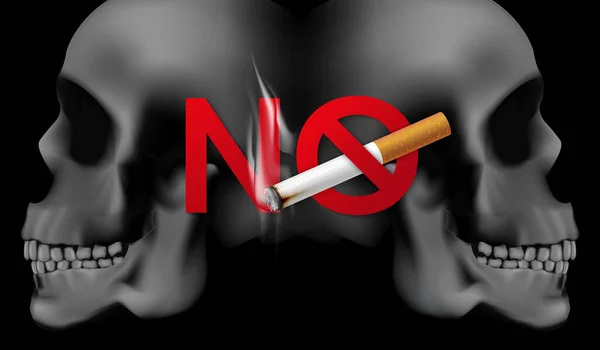 Stop Smoking Campaign Illustration Cigarette Health Two Cigarettes Scary Human — Stock Photo, Image