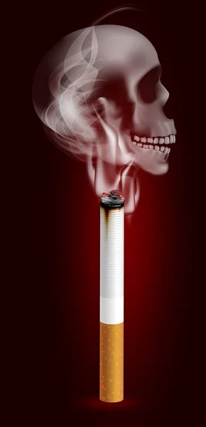 Kampanya Illüstrasyonunu Bırak Sağlıklı Sigara Korkunç Insan Kafatası Için Sigara — Stok fotoğraf