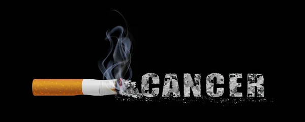 戒烟运动说明禁止吸烟健康癌症信件吸烟黑底烟灰 — 图库照片