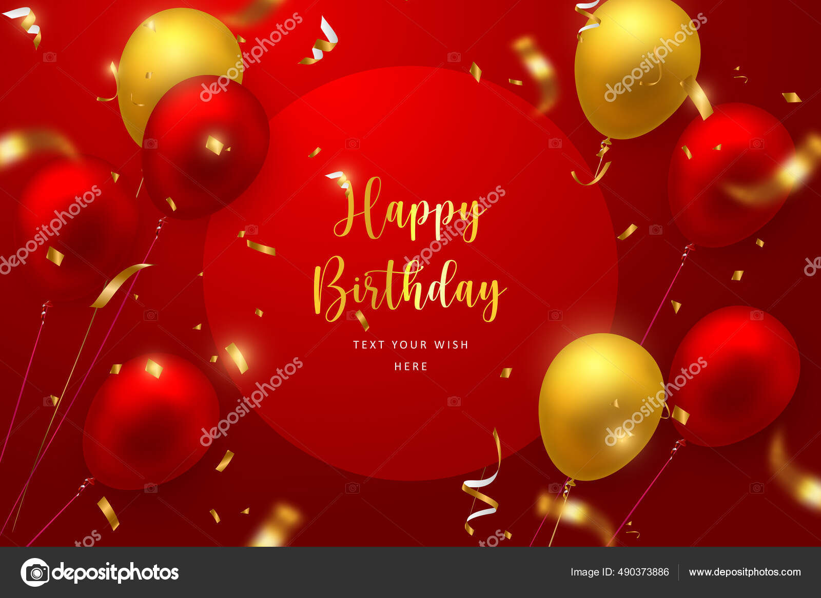 Elegant Luxury Golden Red Ballon Party Popper Ribbon Happy Birthday Stock  Vector Image by ©kusabi #490373886