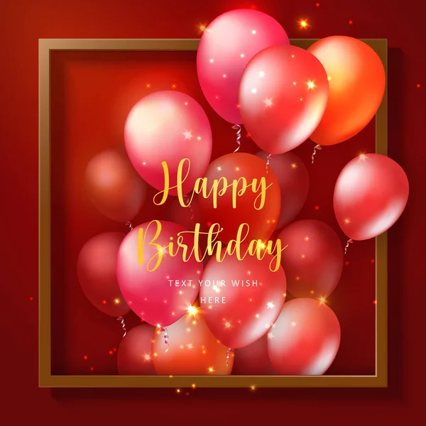 Elegant Rose Pink Ballon Golden Ribbon Happy Birthday Celebration Card  Stock Vector by ©kusabi 487868936