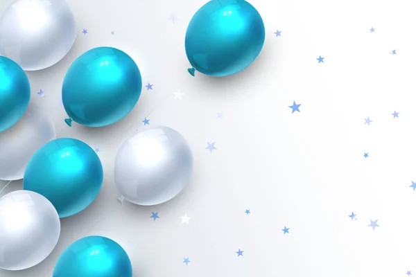 Elegante Blauwe Ballon Gelukkige Verjaardag Viering Banner Sjabloon Achtergrond — Stockfoto