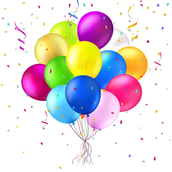 Colorful Ballon Ribbon Happy Birthday Celebration Card Banner Template Background — Stock Photo, Image