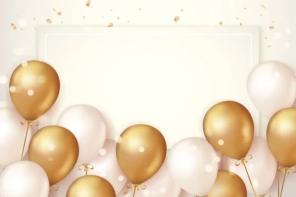 Elegante Balão Dourado Fita Feliz Aniversário Celebração Cartão Banner Fundo — Fotografia de Stock