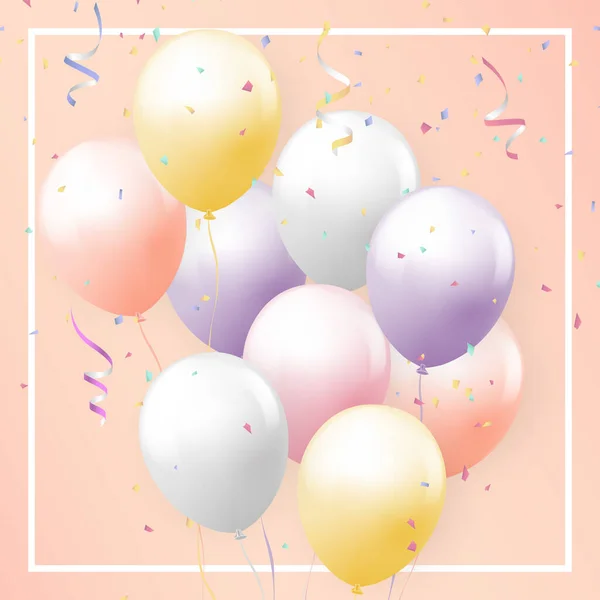 Elegant Girlish Colorful Ballon Happy Birthday Celebration Card Banner Template — Stock Photo, Image