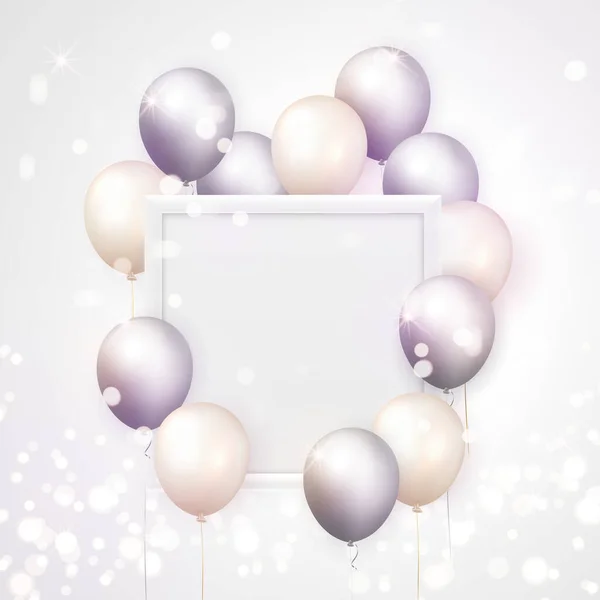Realista Elegante Lilás Cinza Creme Branco Ballon Quadro Quadrado Feliz — Fotografia de Stock