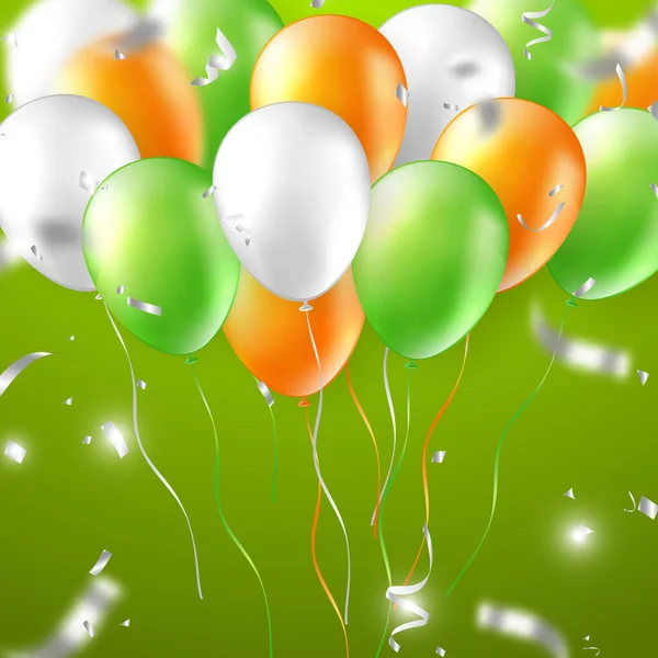 Elegant Realistic Vibrant Orange Green Silver White Ballon Party Popper — Stock Photo, Image