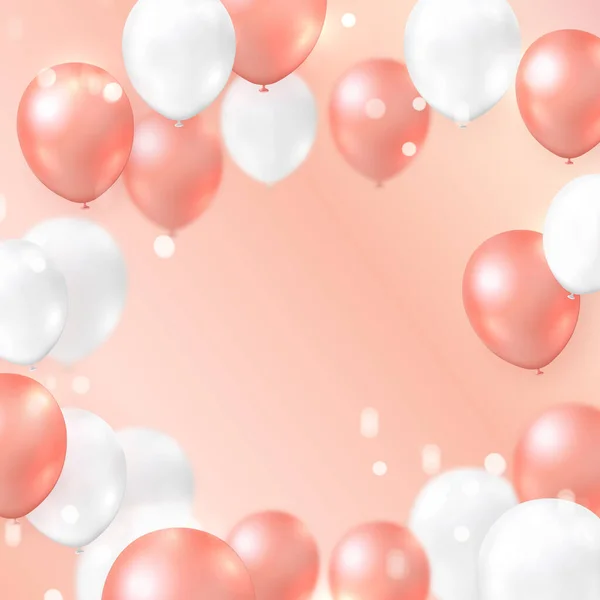 Elegante Ragazza Rosa Palloncino Bianco Buon Compleanno Celebrazione Della Carta — Foto Stock