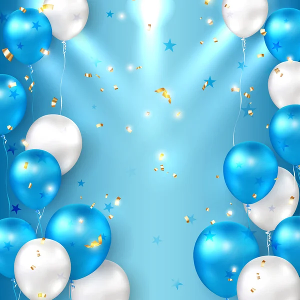 Elegantní Zlatá Modrá Stříbrná Bílá Balón Látka Bunting Party Popper — Stock fotografie