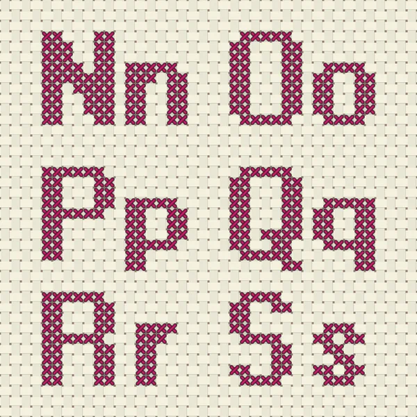 Cross stitch alphabet and number. — 스톡 벡터