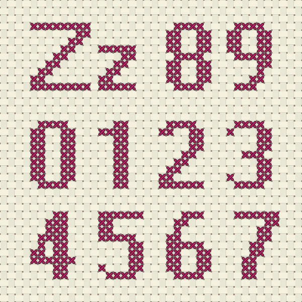Cross stitch alphabet and number. — 图库矢量图片