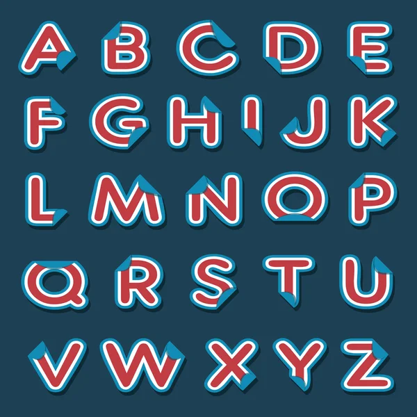 Alphabet letters with folded corner — Stockvector