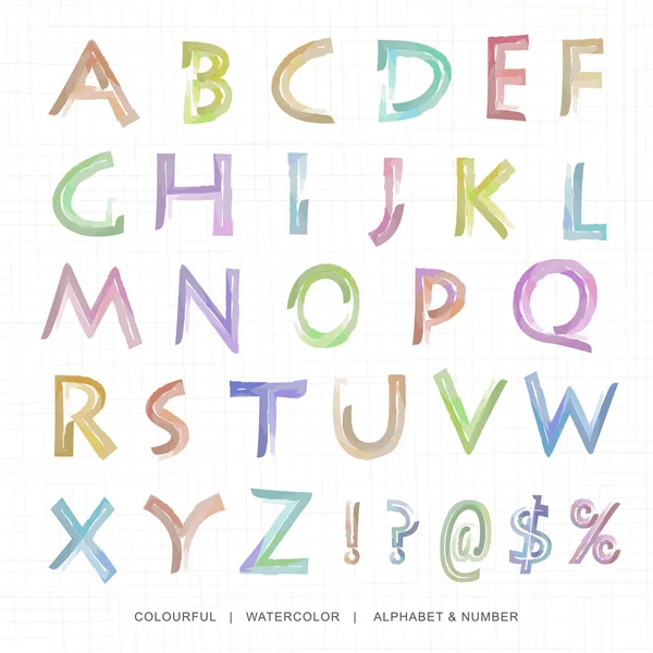 Watercolor uppercase alphabet and notation. — Wektor stockowy