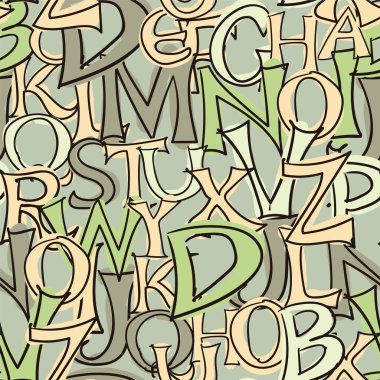 Seamless hand drawn style letters background - green tone