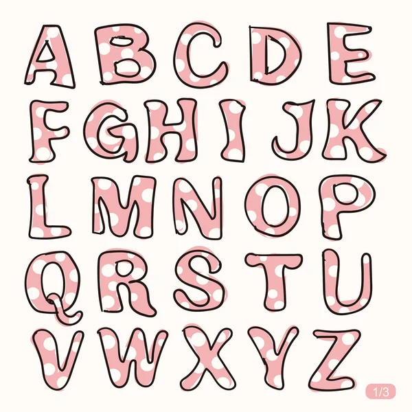 Hand drawn cute pink and white dot letters — Wektor stockowy