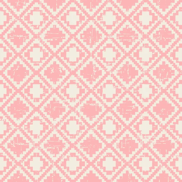 Nahtlos abgenutzt Vintage-rosa Pixel-Diamant-Karomuster Hintergrund. — Stockvektor
