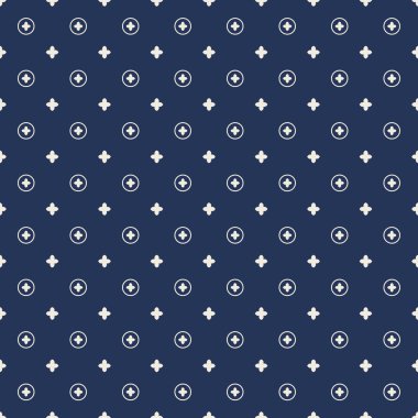 Seamless cross flower and circle round pattern background.