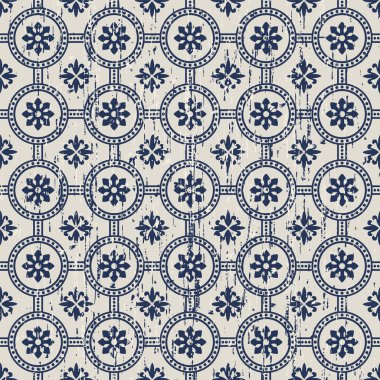 Seamless worn out flower circle dot pattern background.