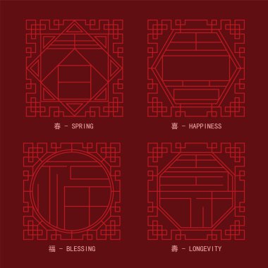 Chinese traditional window frame style blessing word.