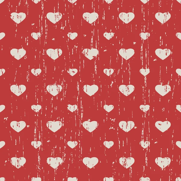 Seamless vintage worn out heart shape pattern background. — Stock Vector