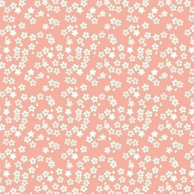seamless pink and golden cherry blossom flower pattern background.
